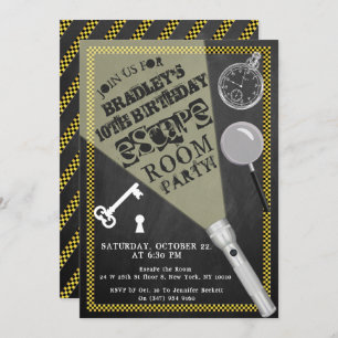 Invitation Chalkboard Escape Room Party Tout âge Anniversaire