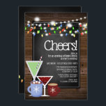 Invitation Chalkboard et Bois Christmas Cocktail Party<br><div class="desc">Jardin amusant et thème du bois pour ces belles invitations à Noël</div>