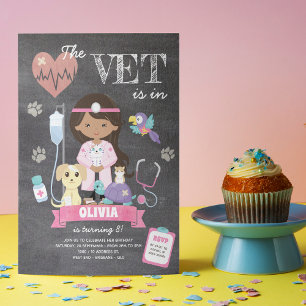 Invitation Chalkboard Fille Vet fête d'anniversaire