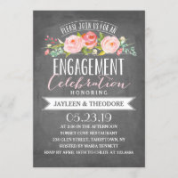 Chalkboard Floral Fiançailles | Fêtes de fiançaill