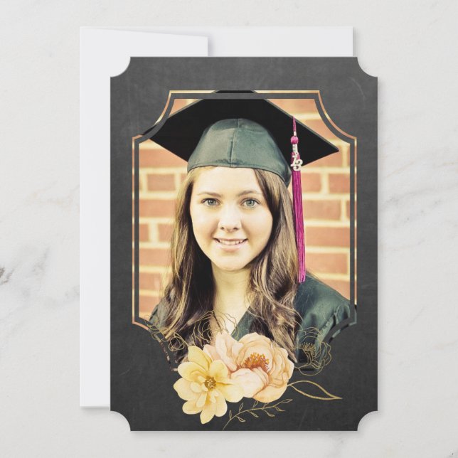 Invitation Chalkboard Floral Graduate Class de 20XX Photo (Devant)