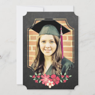 Invitation Chalkboard Floral Graduate Class of 2016 Photo