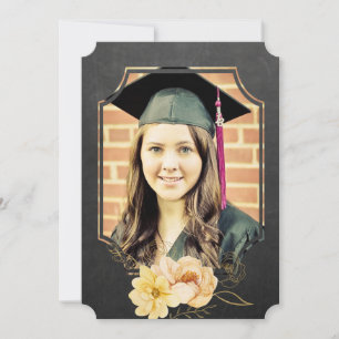 Invitation Chalkboard Floral Graduate Class of 20XX Photo Inv