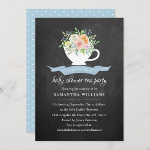 Invitation Chalkboard Floral Tea Party Baby shower Tea Party