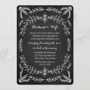 Invitation Chalkboard Floral Vintage Vow Renouvellement Invit