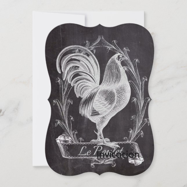 Invitation chalkboard français chic western country (Devant)