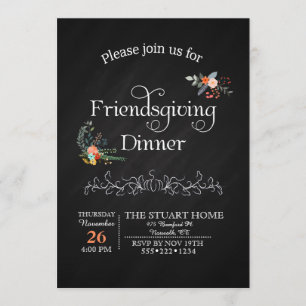 Invitation Chalkboard Friendsgiving Dîner Country Chic