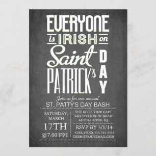 Invitation Chalkboard Fun Typographie St. Patrick's Day Party