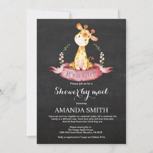 Invitation Chalkboard Girl Giraffe Baby shower par la poste
