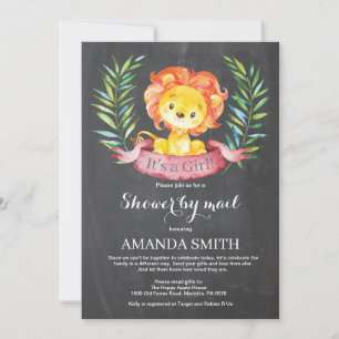 Invitation Chalkboard Girl Lion Baby shower par courrier