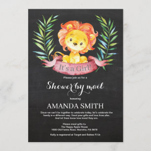 Invitation Chalkboard Girl Lion Baby shower par courrier