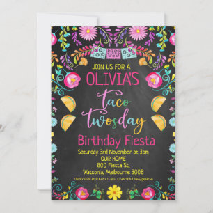 Invitation Chalkboard Girls Taco Twosday Mexicaine 2e anniver