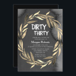 Invitation Chalkboard Gold Leaf Wreath 30th Birthday Party<br><div class="desc">Chalkboard Gold Leaf Wreath 30th Birthday Party Invitation Collection correspondante à Niche et Nest store. Oeuvre de www.EssemCreatives.etsy.com</div>