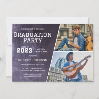 Invitation Chalkboard High School Photo Graduation Party