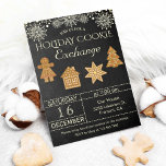 Invitation Chalkboard Holiday Cookie Exchange Party Invitatio<br><div class="desc">Invitation vos invités avec cette élégante invitation à la fête d'échange de biscuits avec typographie moderne et de beaux biscuits en pain d'épice contre un arrière - plan en tableau noir. Ajoutez simplement les détails de votre événement sur ce modèle facile à utiliser pour en faire une invitation unique. Retournez...</div>