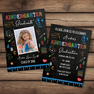 Invitation Chalkboard Kindergarten Graduation Photo