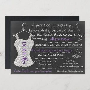 Invitation Chalkboard Lace Lingerie Douche Bachelorette