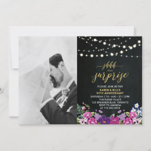 Invitation Chalkboard & Lights Photo 50e anniversaire du Mari