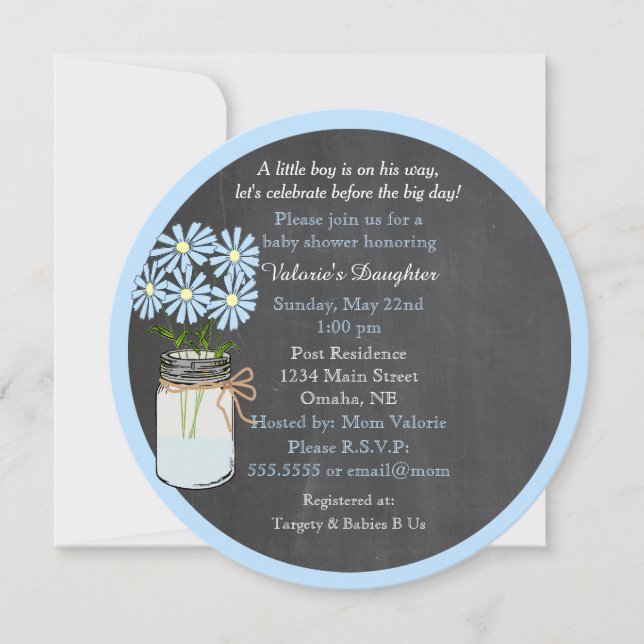 Invitation Chalkboard Look avec Mason Jar Round (Devant)