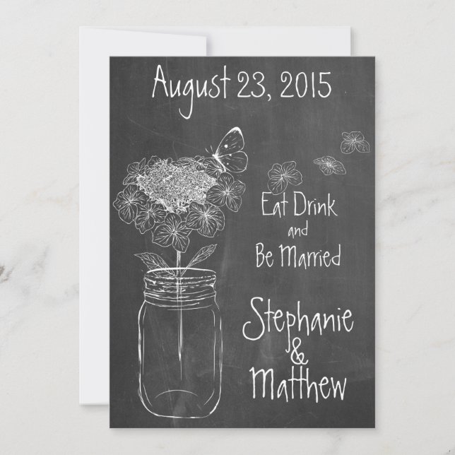 INVITATION CHALKBOARD MASON JAR GARDEN MARIAGE (Devant)