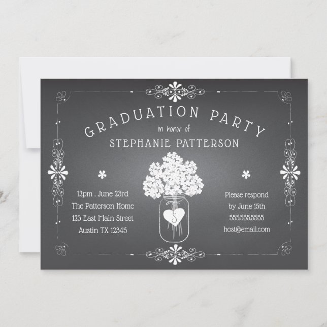Invitation Chalkboard Mason Jar Graduation Party (Devant)