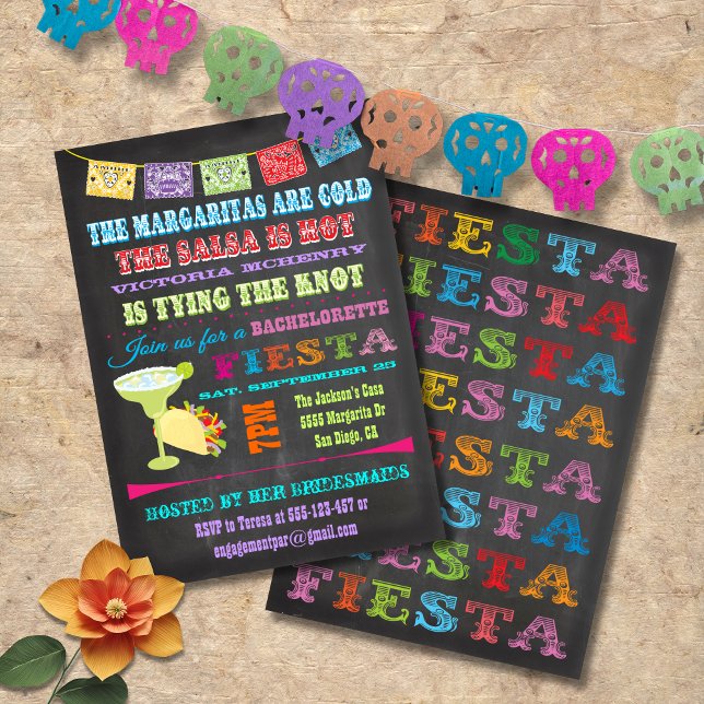 Invitation Chalkboard Mexicaine Fiesta Bachelorette (Créateur téléchargé)