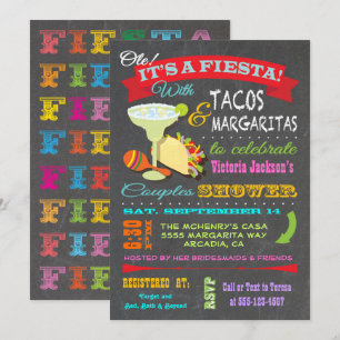 Invitation Chalkboard Mexicaine Fiesta Couples Douche