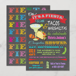 Invitation Chalkboard Mexicaine Fiesta Couples Douche