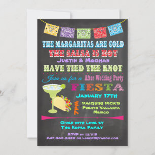 Invitation Chalkboard Mexicaine Fiesta Post Wedding Invite