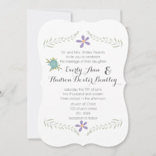 Invitation Chalkboard Mint Lilac Aqua Floral Garland Mariage
