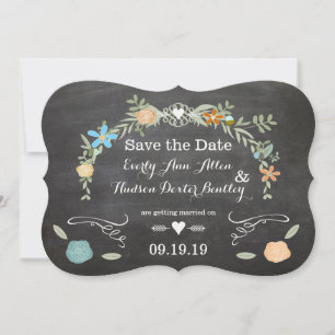 Invitation Chalkboard Mint rose Aqua Floral Garland Mariage