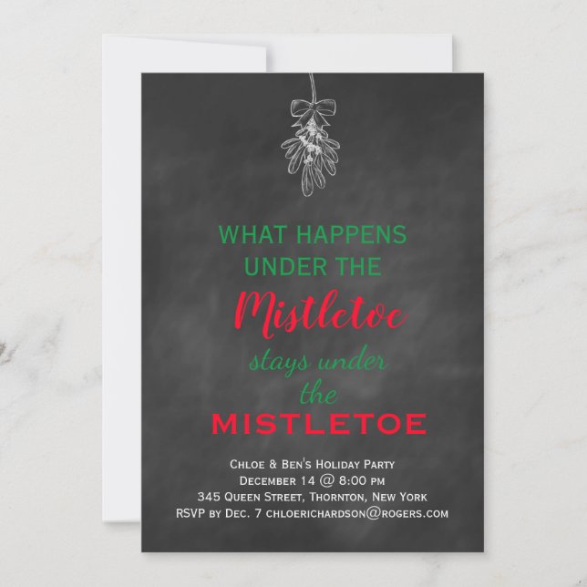 Invitation Chalkboard Mistletoe Fête (Devant)
