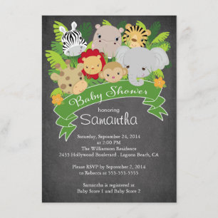 Invitation Chalkboard moderne Jungle Safari Baby shower anima