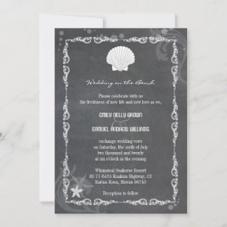 Invitation Chalkboard moderne Mariage de plage Sea Shell