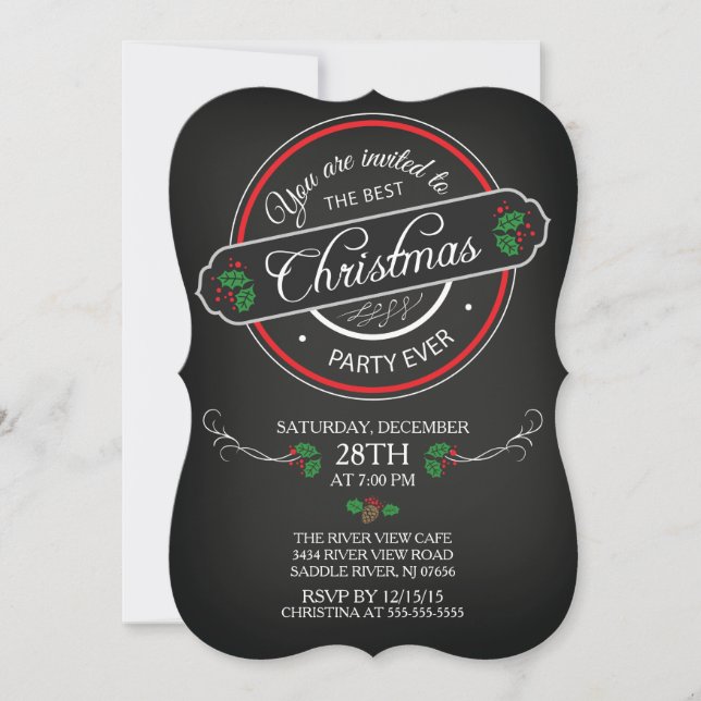 Invitation Chalkboard moderne Meilleure fête de Noël (Devant)