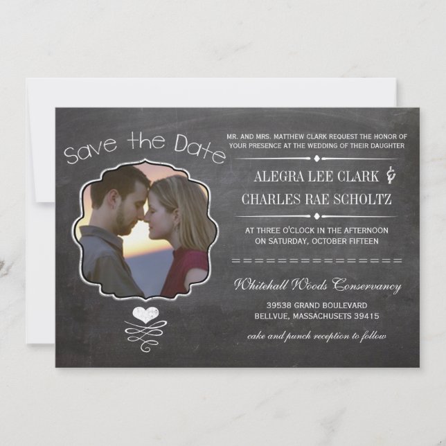 Invitation Chalkboard Moderne Typographie Vintage (Devant)