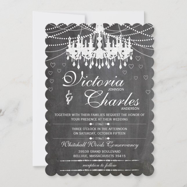 Invitation Chalkboard Moderne Typographie Vintage Lustre (Devant)