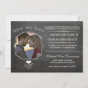 Invitation Chalkboard Moderne Vintage typographie victorienne