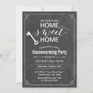 Invitation Chalkboard New Home Sweet Home Fête de chauffage d