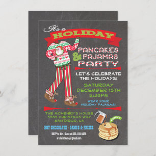 Invitation Chalkboard Noël Pancakes & Pajamas Party