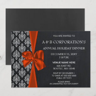 Invitation Chalkboard Orange Corporate Holiday Party