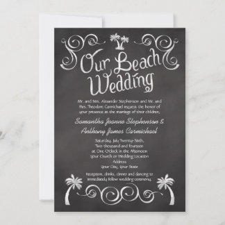 Invitation Chalkboard Palm Tree Beach Mariage