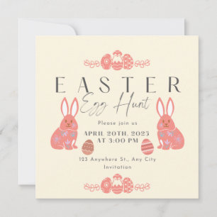 Invitation Chalkboard Pastel Bunny Lapin Chasse aux oeufs de 