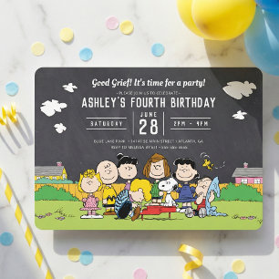 Invitation Chalkboard Peanuts Charlie Brown et Gang Anniversa
