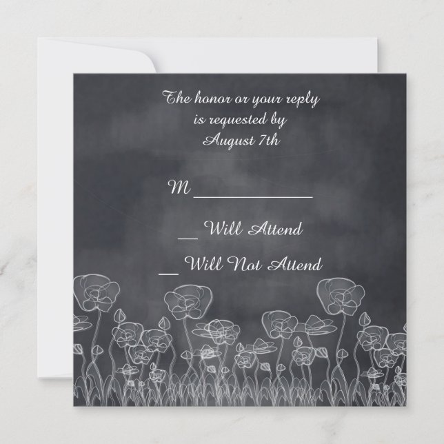 Invitation Chalkboard Poppy Mariage R.S.V.P. (Devant)