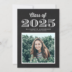Invitation Chalkboard Retro Class of 2024 Photo Graduation