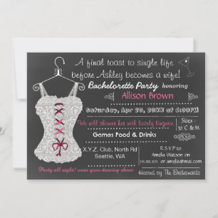 Invitation Chalkboard rose dentelle Lingerie Douche Bachelore