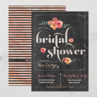 Invitation Chalkboard Rustique Floral Bridal Showboat Invitat