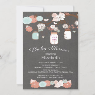 Invitation Chalkboard rustique pays Mason Jar Baby shower