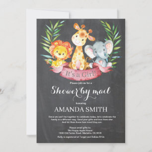 Invitation Chalkboard Safari Jungle Baby shower fille par la 